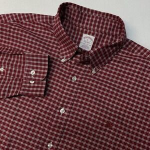 Brooks Brothers Dress Shirt‎ Men's XL Red Plaid Button Down Long Sleeve Oxford